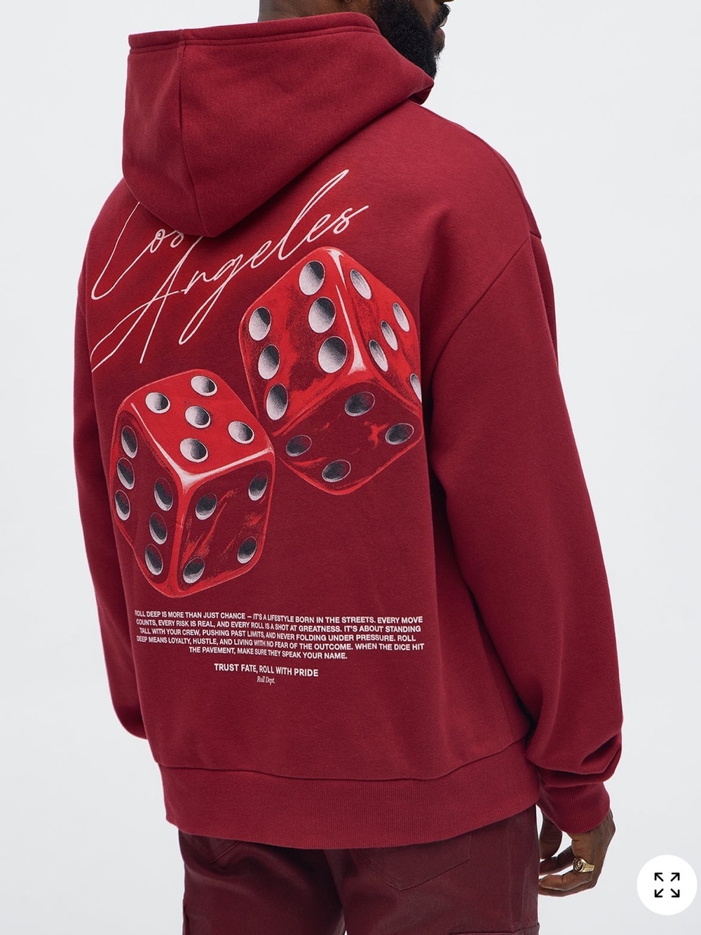 Fashion Nova Burgundy Red Los Angeles Dice Graphic Hoodie
